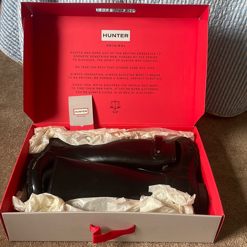 Hunter black knee high boots